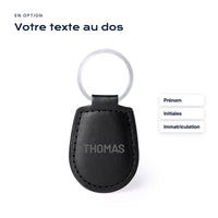 Option : texte gravé au dos du porte-clés (prénom, initiales, immatriculation)