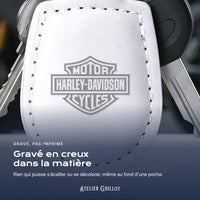 Logo Harley-Davidson gravé au laser dans le simili cuir
