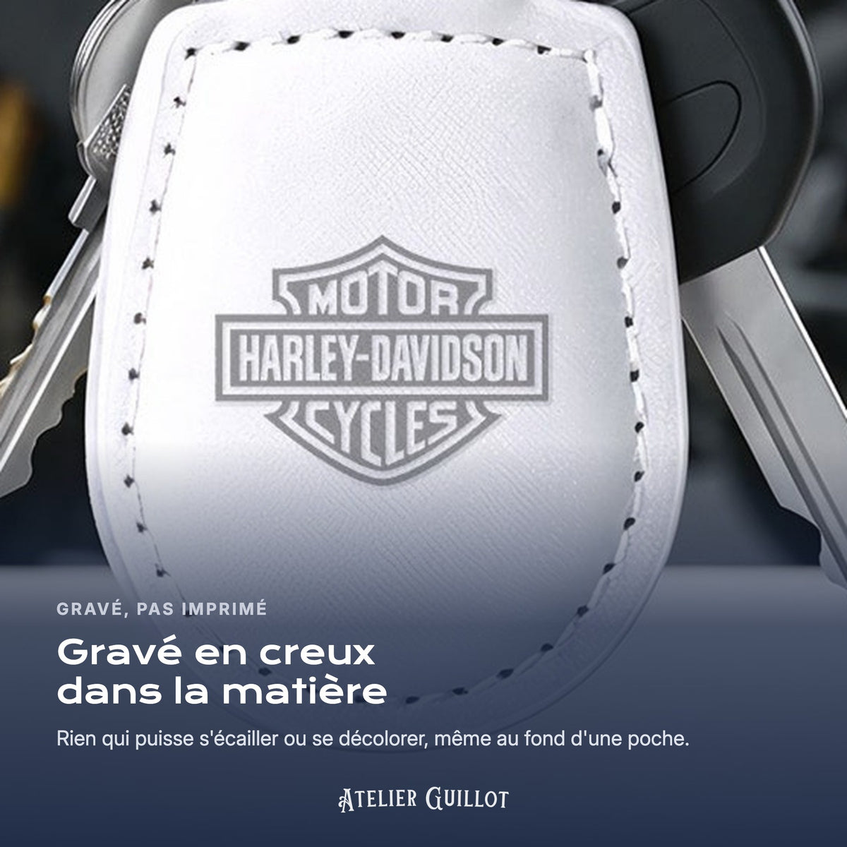 Logo Harley-Davidson gravé au laser dans le simili cuir