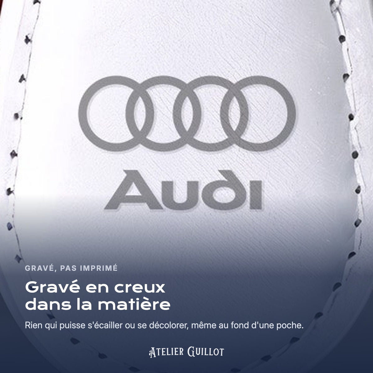 Logo Audi gravé au laser dans le simili cuir