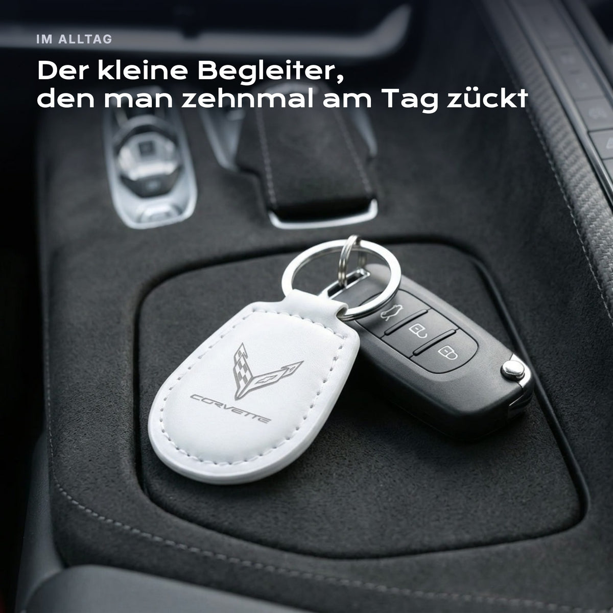 Gravierter Schlüsselanhänger Corvette an einem Schlüssel