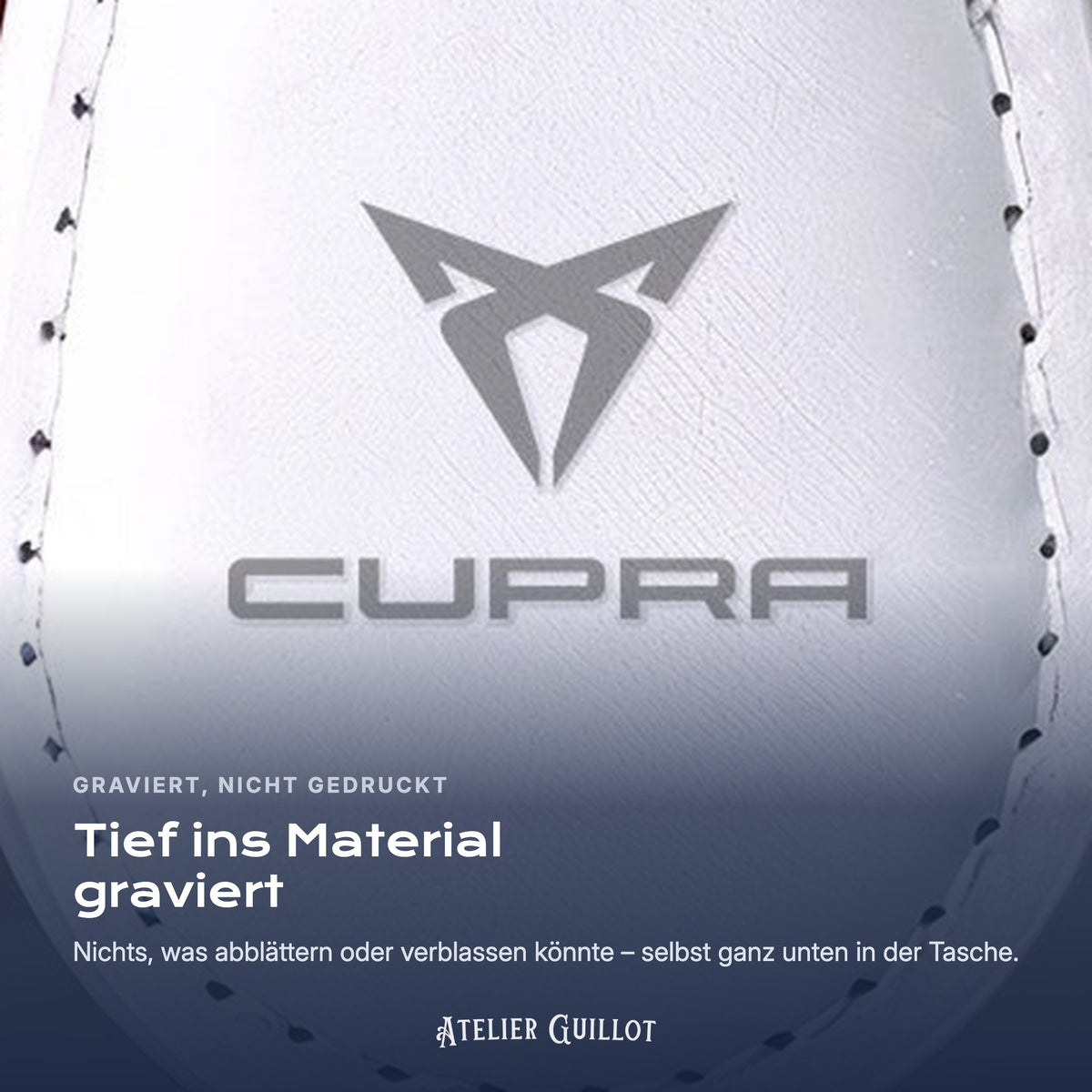 Logo Cupra, per Laser in Kunstleder graviert