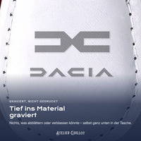 Logo Dacia, per Laser in Kunstleder graviert