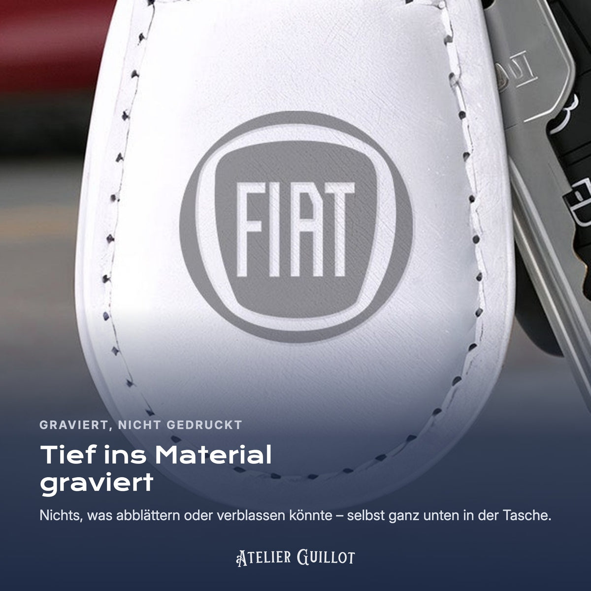 Logo Fiat, per Laser in Kunstleder graviert