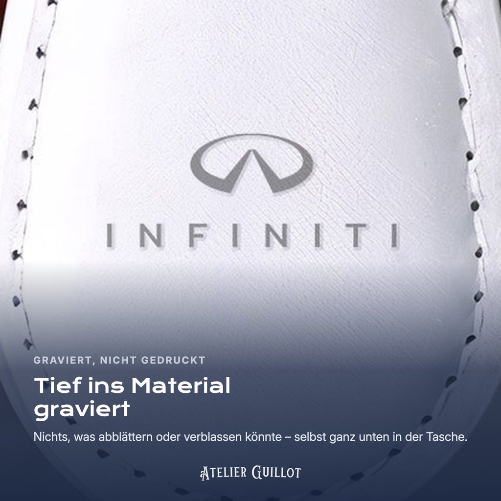 Logo Infiniti, per Laser in Kunstleder graviert