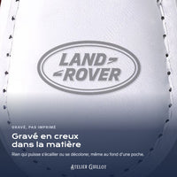 Logo Land Rover gravé au laser dans le simili cuir