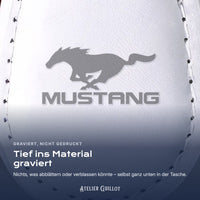 Logo Ford Mustang, per Laser in Kunstleder graviert