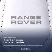 Logo Range Rover gravé au laser dans le simili cuir