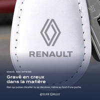 Logo Renault gravé au laser dans le simili cuir