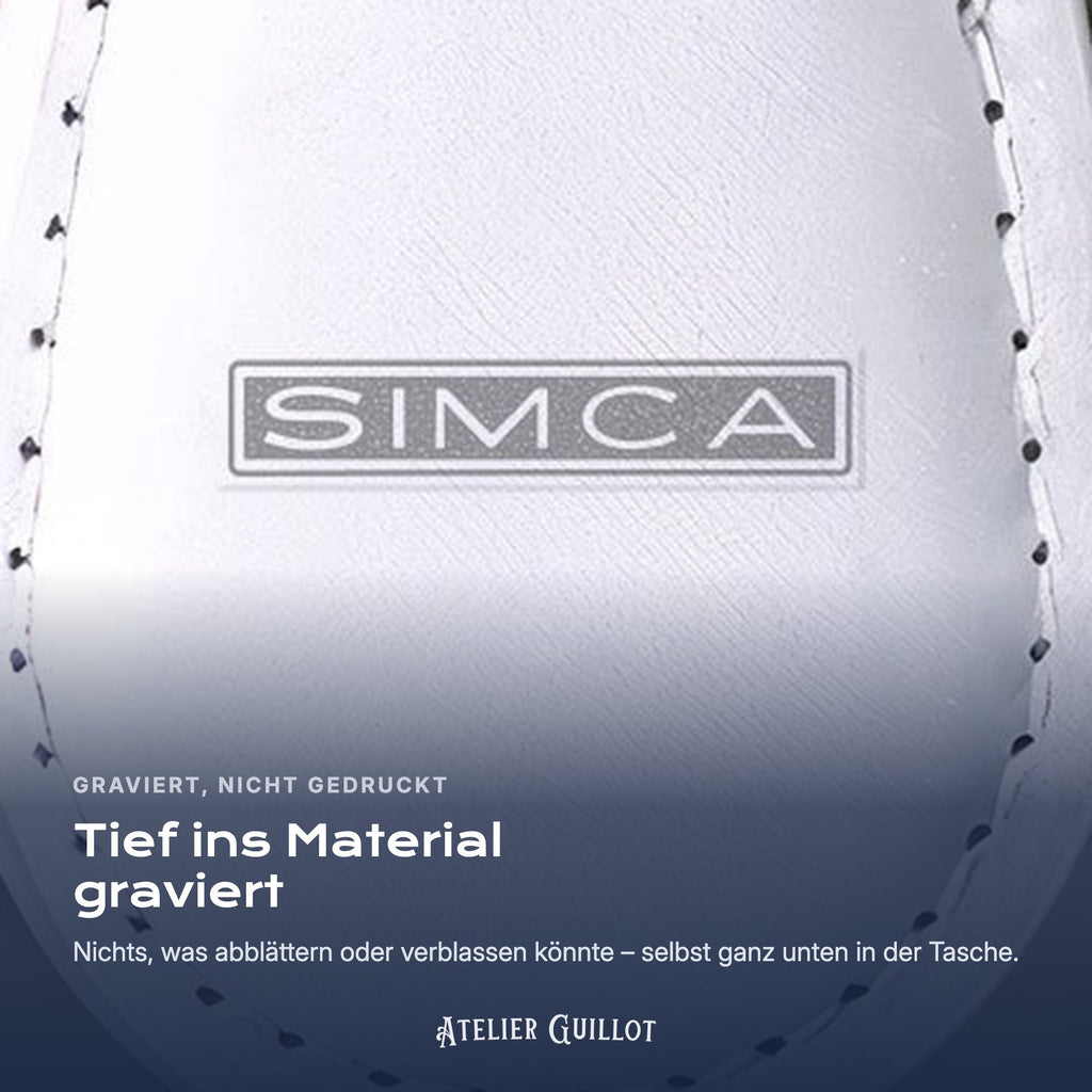Logo Simca, per Laser in Kunstleder graviert