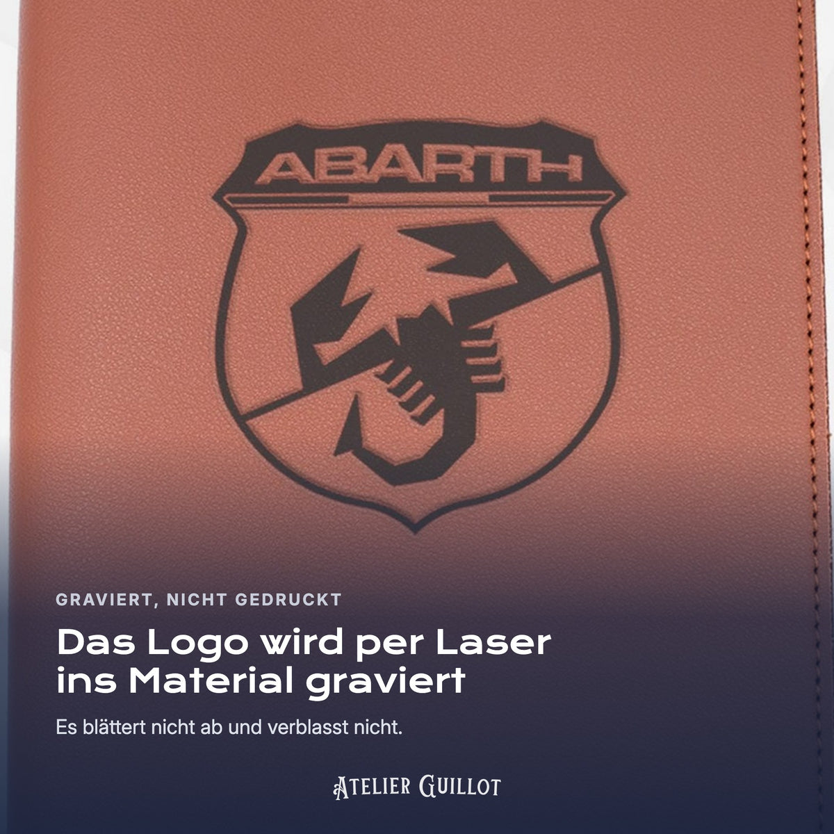 Logo ABARTH, per Laser in Kunstleder graviert