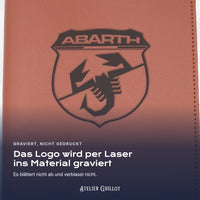 Logo ABARTH, per Laser in Kunstleder graviert