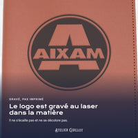 Logo AIXAM gravé au laser dans le simili cuir