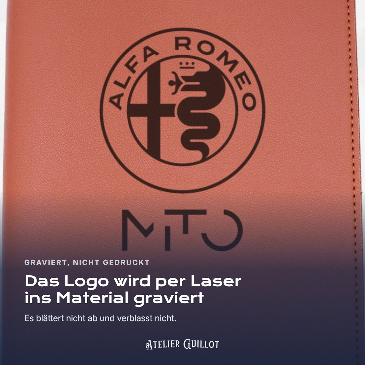 Logo Alfa Romeo Mito, per Laser in Kunstleder graviert