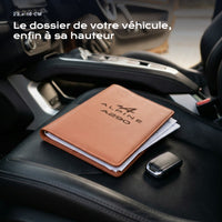Porte-documents ALPINE A290 posé sur un siège, avec des factures