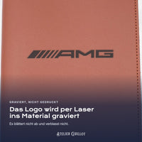 Logo AMG, per Laser in Kunstleder graviert