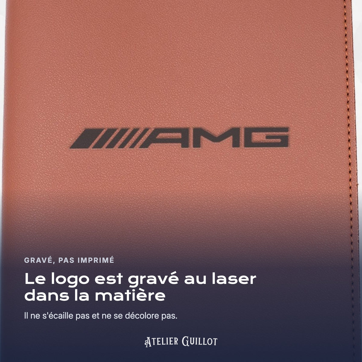 Logo AMG gravé au laser dans le simili cuir