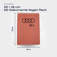 Fahrzeugmappe Audi A1 von Atelier Guillot: 23 × 16 cm, A5-Dokumente liegen flach