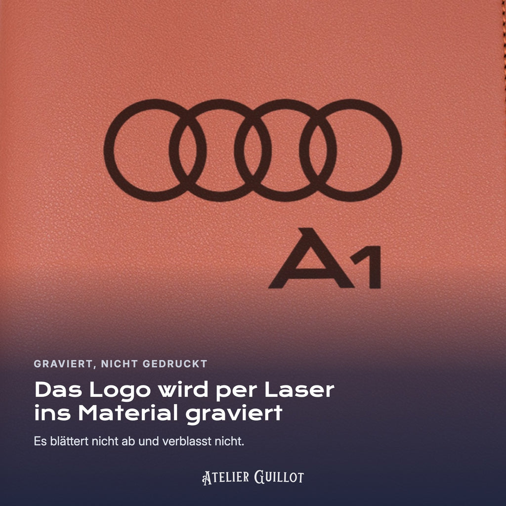 Logo Audi A1, per Laser in Kunstleder graviert