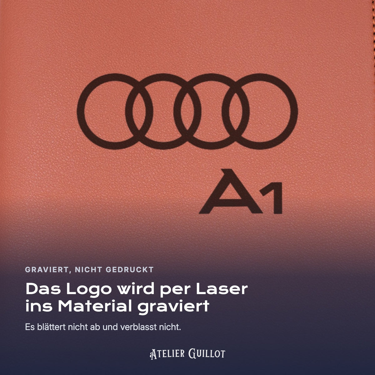 Logo Audi A1, per Laser in Kunstleder graviert