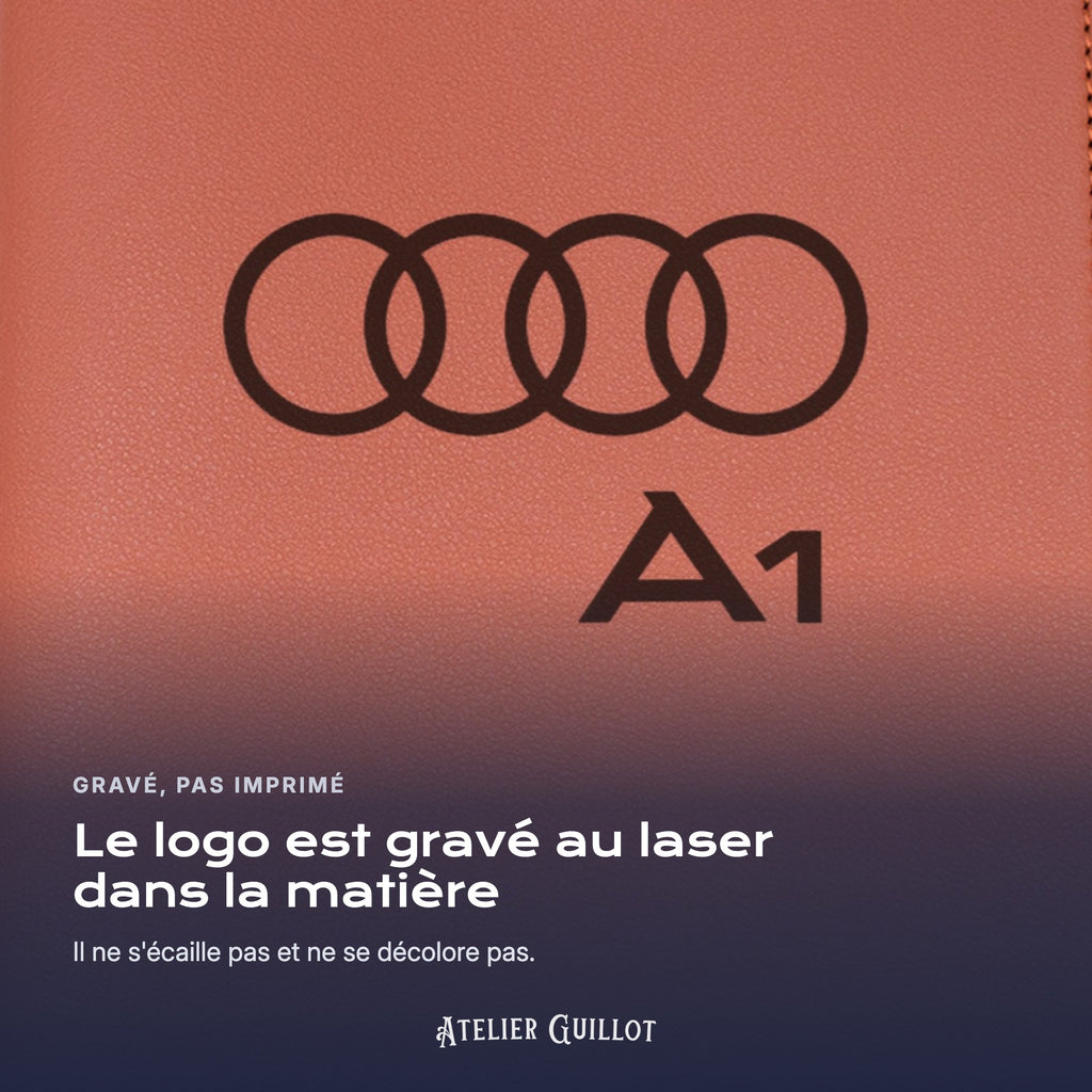 Logo Audi A1 gravé au laser dans le simili cuir