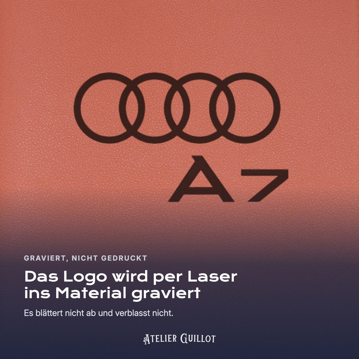 Logo Audi A7, per Laser in Kunstleder graviert