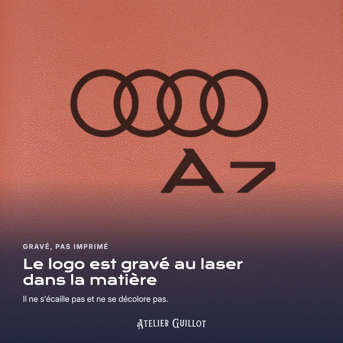 Logo Audi A7 gravé au laser dans le simili cuir