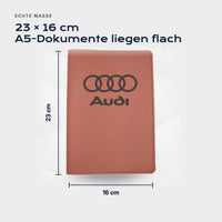 Fahrzeugmappe AUDI von Atelier Guillot: 23 × 16 cm, A5-Dokumente liegen flach