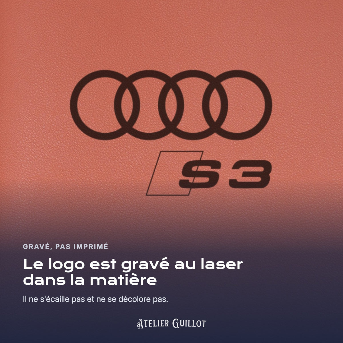 Logo Audi S3 gravé au laser dans le simili cuir
