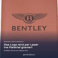 Logo BENTLEY, per Laser in Kunstleder graviert