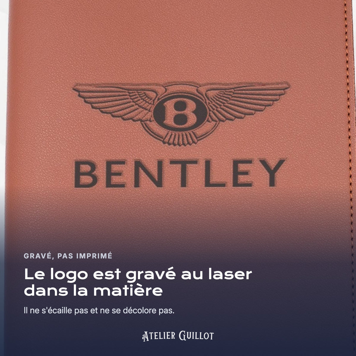 Logo BENTLEY gravé au laser dans le simili cuir