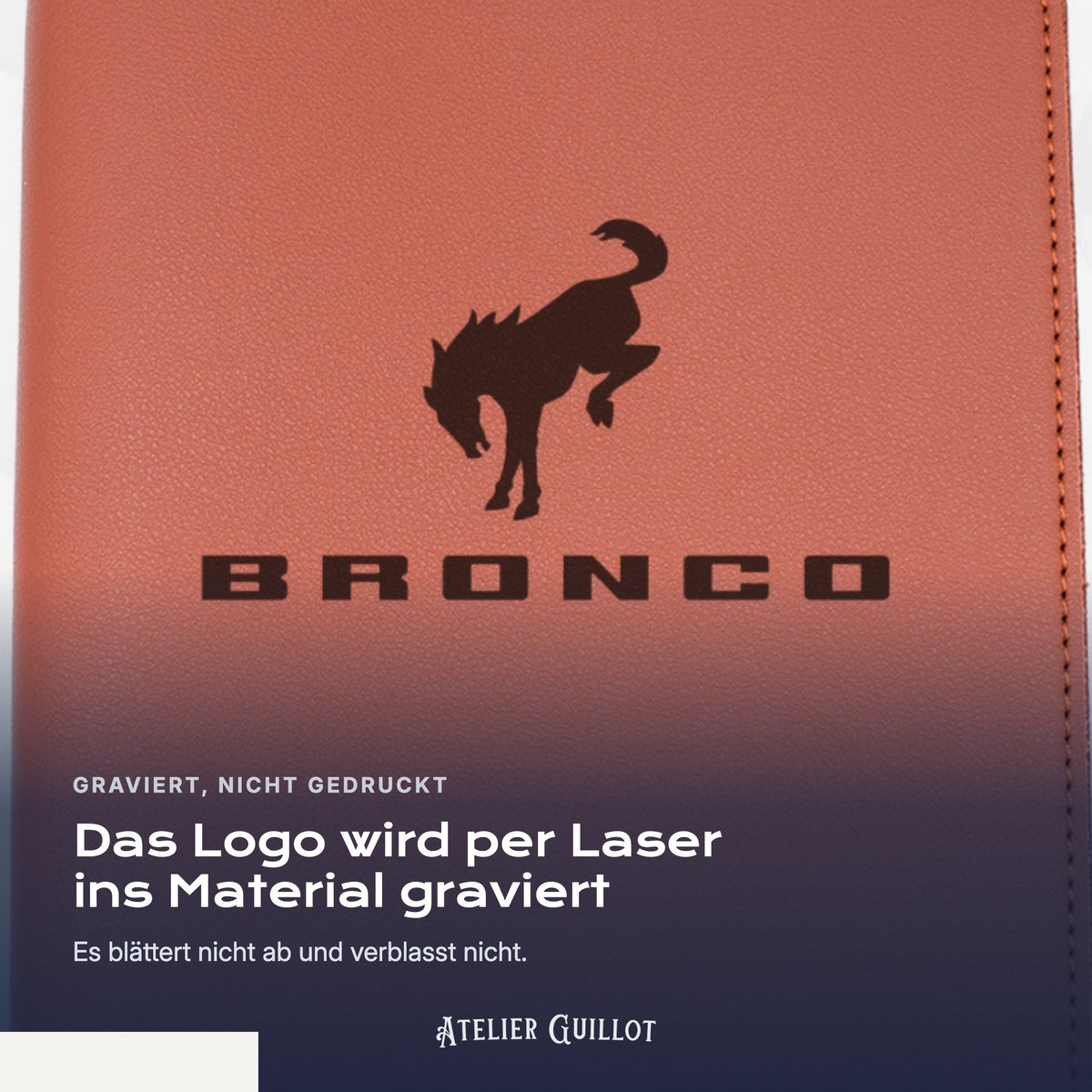Logo Bronco, per Laser in Kunstleder graviert