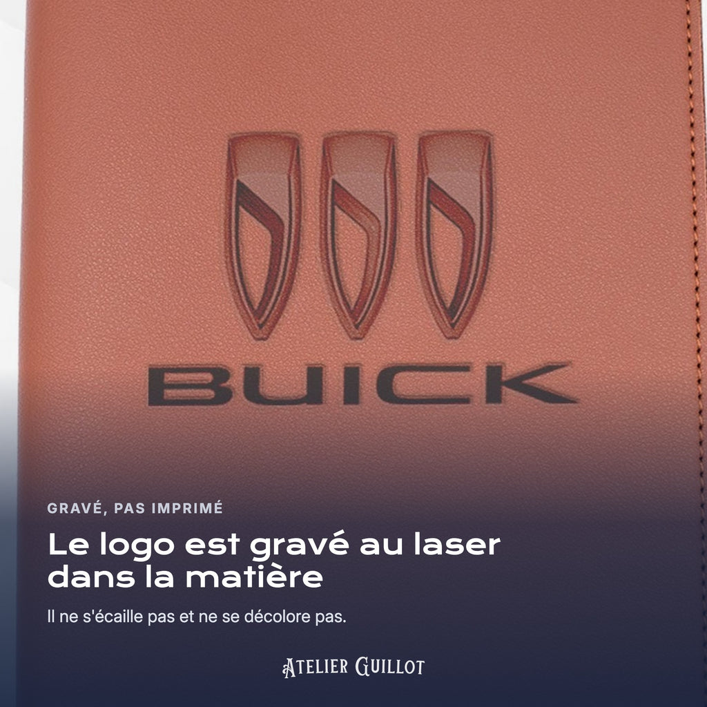 Logo BUICK gravé au laser dans le simili cuir