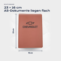 Fahrzeugmappe CHEVROLET von Atelier Guillot: 23 × 16 cm, A5-Dokumente liegen flach