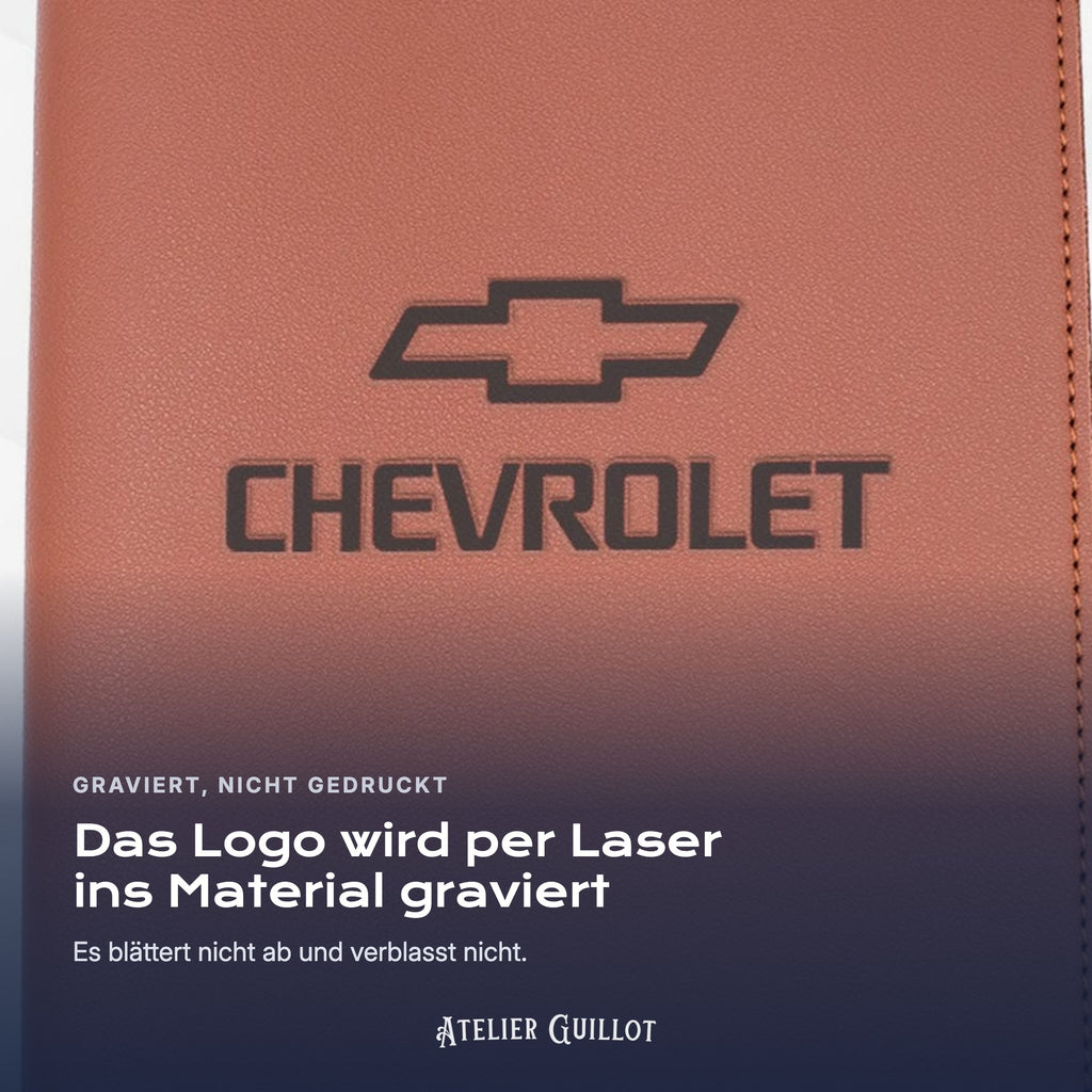 Logo CHEVROLET, per Laser in Kunstleder graviert