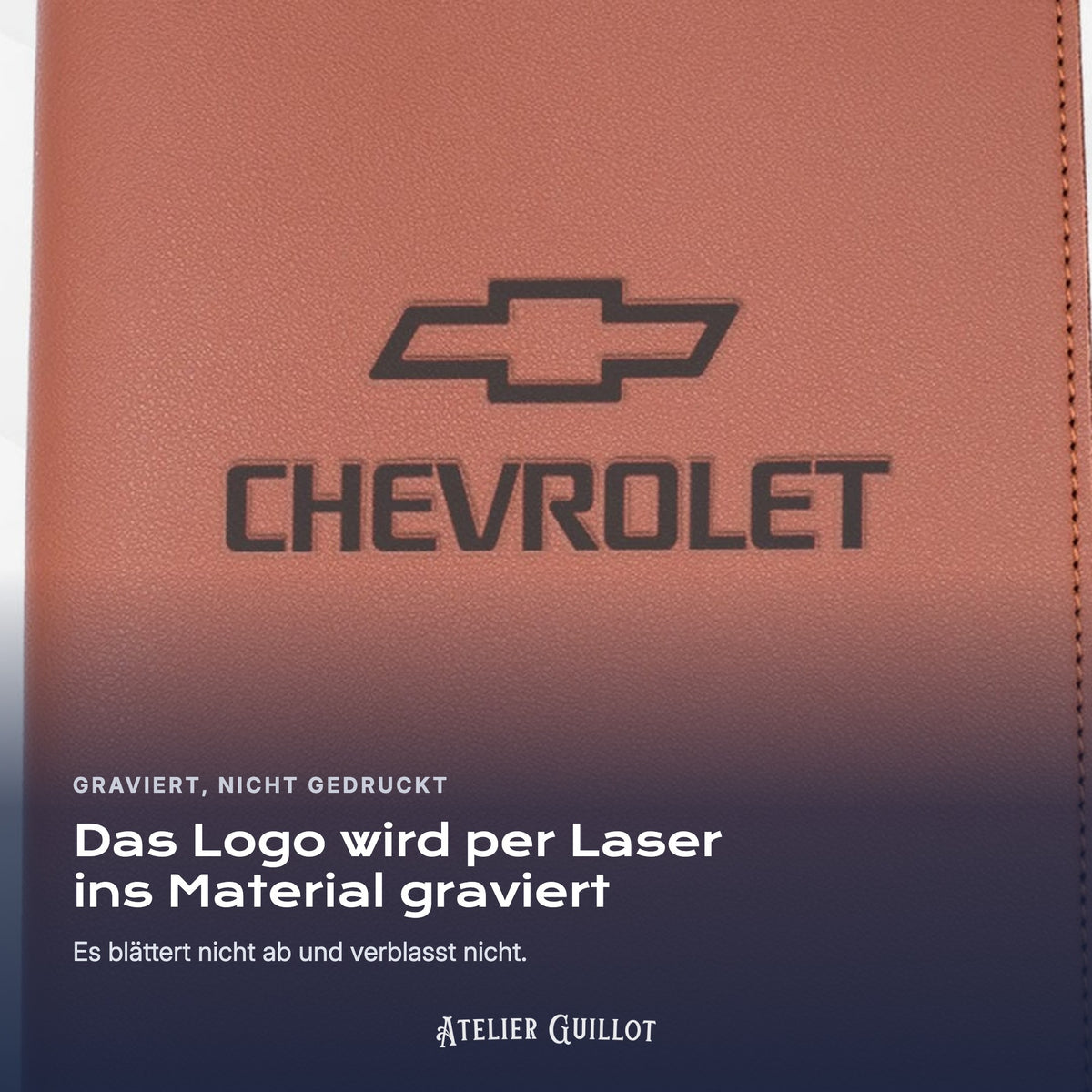 Logo CHEVROLET, per Laser in Kunstleder graviert