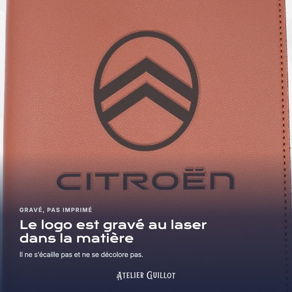 Logo CITROEN gravé au laser dans le simili cuir