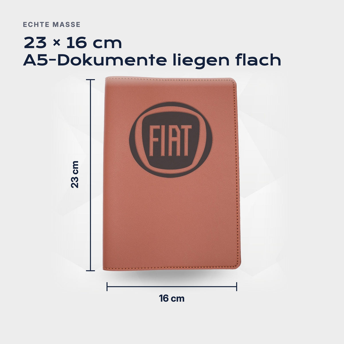 Fahrzeugmappe FIAT von Atelier Guillot: 23 × 16 cm, A5-Dokumente liegen flach
