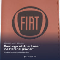 Logo FIAT, per Laser in Kunstleder graviert