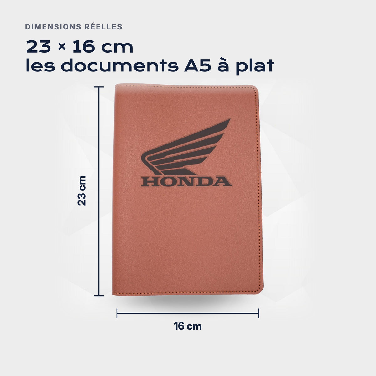 Porte-documents HONDA-MOTO Atelier Guillot : 23 × 16 cm, les documents A5 à plat