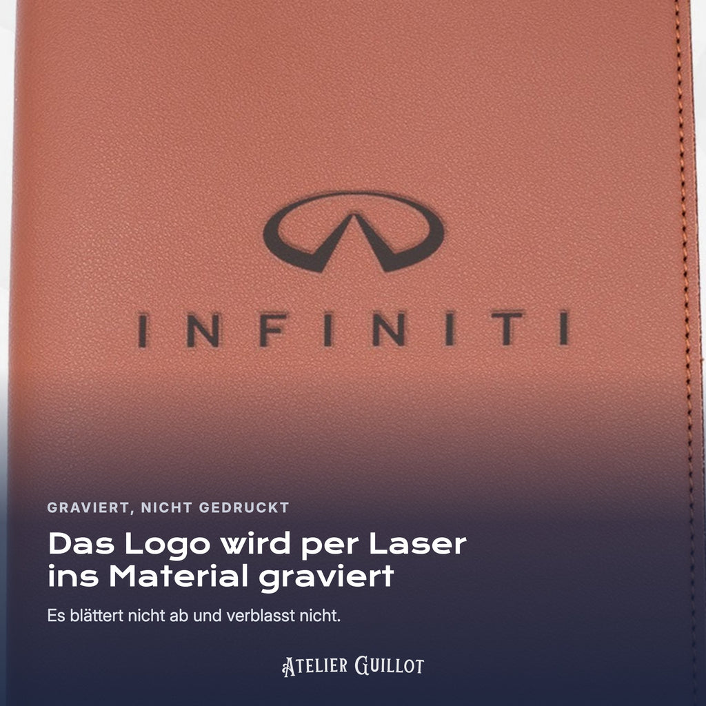Logo INFINITI, per Laser in Kunstleder graviert