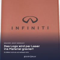 Logo INFINITI, per Laser in Kunstleder graviert