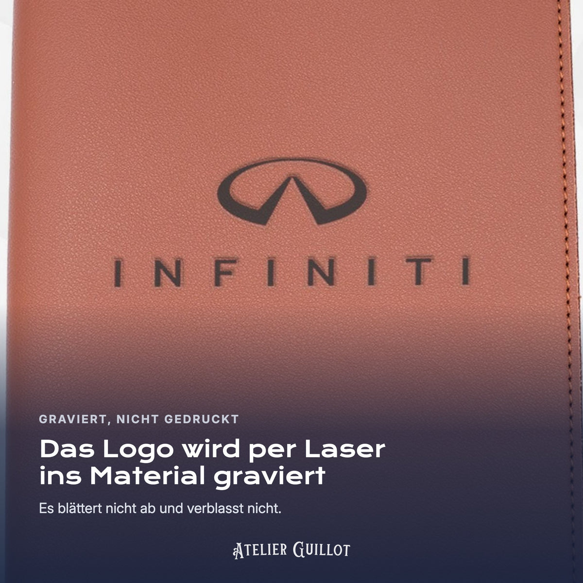 Logo INFINITI, per Laser in Kunstleder graviert