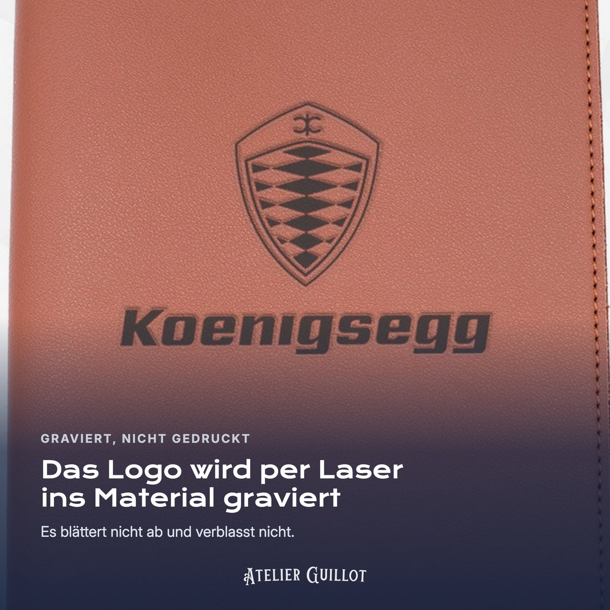 Logo KOENIGSEGG, per Laser in Kunstleder graviert