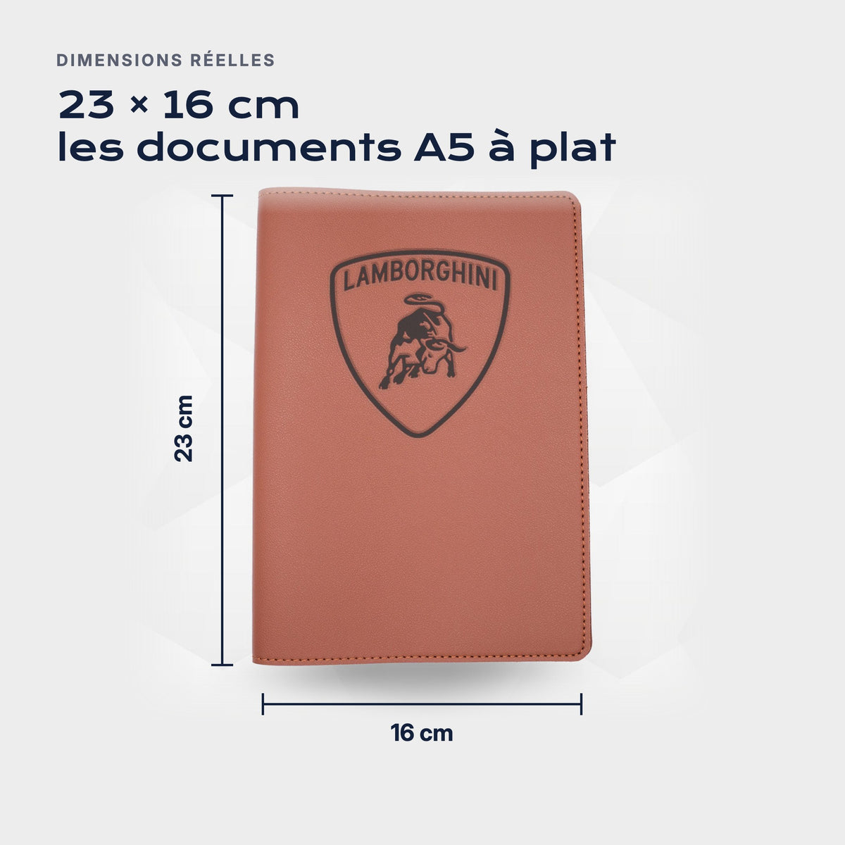 Porte-documents LAMBORGHINI Atelier Guillot : 23 × 16 cm, les documents A5 à plat