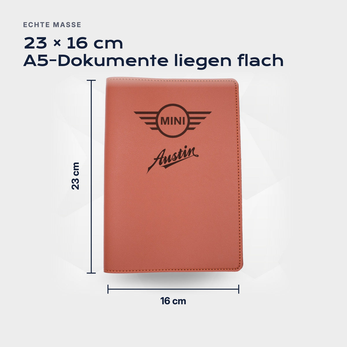 Fahrzeugmappe Mini Cooper Austin von Atelier Guillot: 23 × 16 cm, A5-Dokumente liegen flach