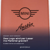 Logo Mini Cooper Austin, per Laser in Kunstleder graviert