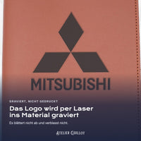 Logo MITSUBISHI, per Laser in Kunstleder graviert