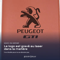 Logo Peugeot GTI gravé au laser dans le simili cuir