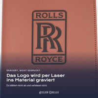Logo ROLLS-ROYCE, per Laser in Kunstleder graviert